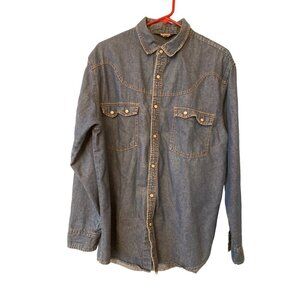 Dark Denim Guide Gear Western Pearl Snap Button Up Shirt Size Large